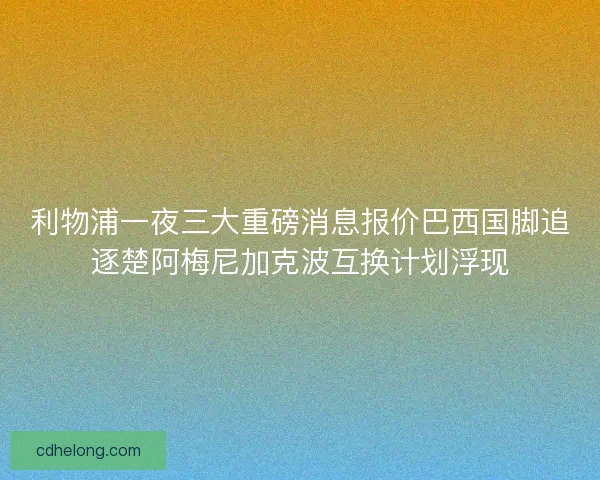 利物浦一夜三大重磅消息报价巴西国脚追逐楚阿梅尼加克波互换计划浮现